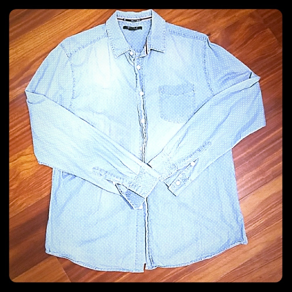 vintage white polka dot mens button down